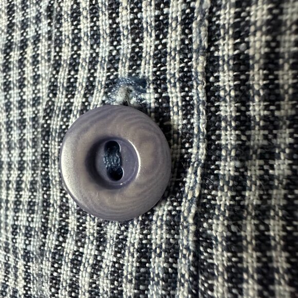 Flax shirt sz L Button Up‎  Short Sleeve blue gingham sustainable buttons linen - Picture 6 of 6